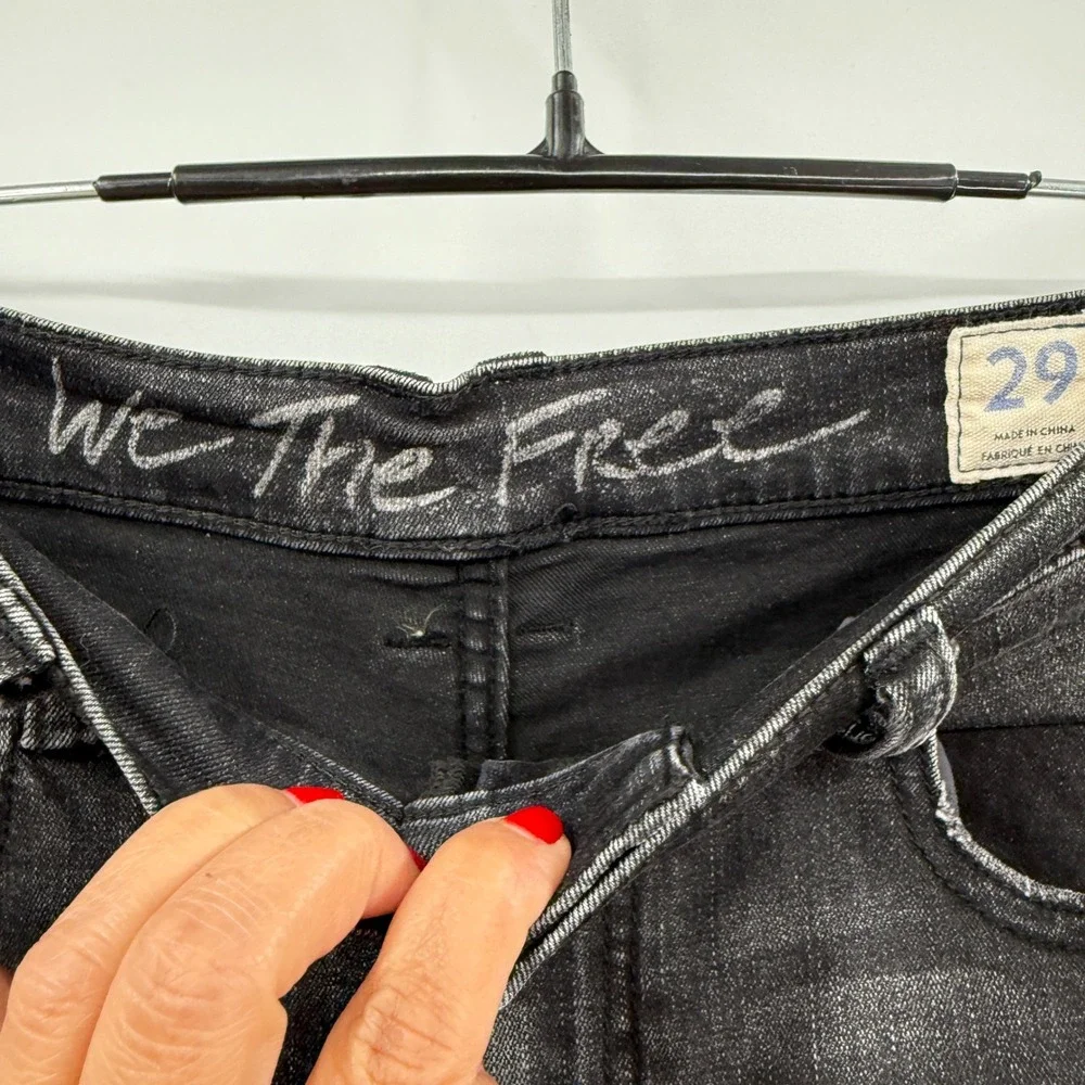 We‎ The Free Free People Black Wash Distressed Skinny Jeans Womens Size 29